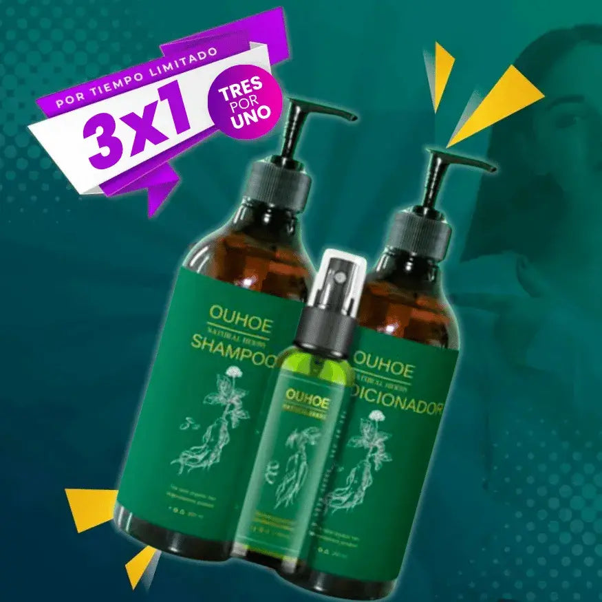Tratamiento capilar natural a base de romero, jengibre y Ginseng 🌿 Pague 1 Lleve 3