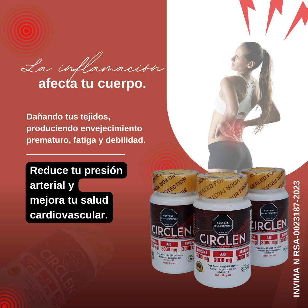 CORAZÓN SANO CON CIRCLEN: CÁPSULAS DE CÚRCUMA, AJO , ROMERO Y CEBOLLA ( CON INVIMA)