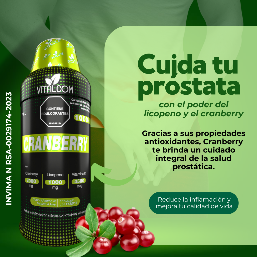 BIENESTAR MASCULINO: CRANBERRY+ LICOPENO + ZINC Y SELENIO (REGISTRO INVIMA)