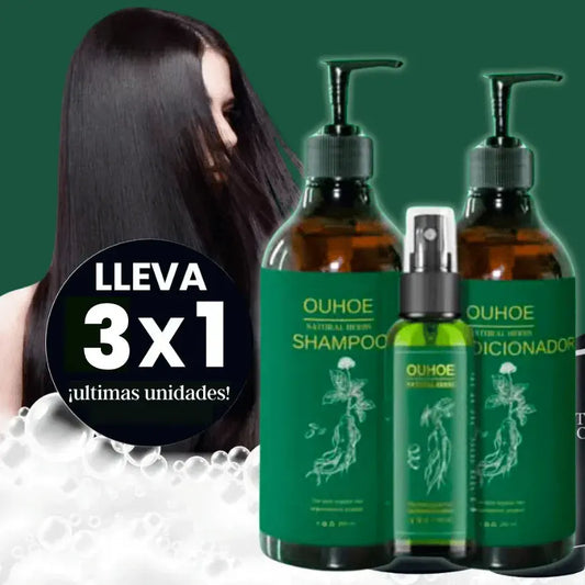 Tratamiento capilar natural a base de romero, jengibre y Ginseng 🌿 Pague 1 Lleve 3